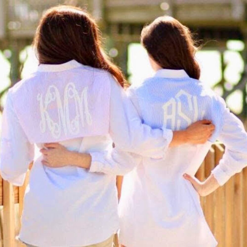 Pink Seersucker Button Up, Beach Cover Up